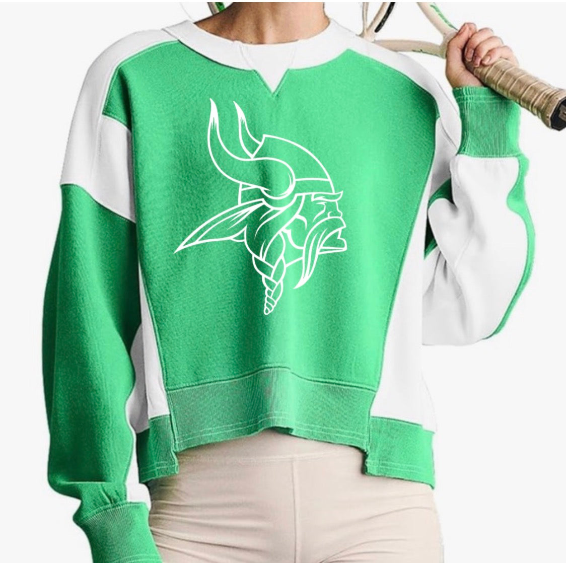 Women’s Cropped Color Block Sweatshirt