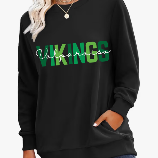 Black Crewneck Pocket Lightweight Sweatshirt
